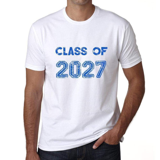 2027 Class Of White Mens Short Sleeve Round Neck T-Shirt 00094 - White / S - Casual