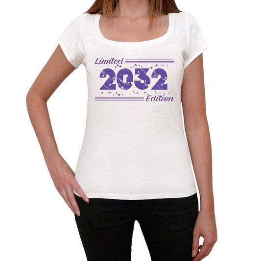 2032 Limited Edition Star Womens T-Shirt White Birthday Gift 00382 - White / Xs - Casual
