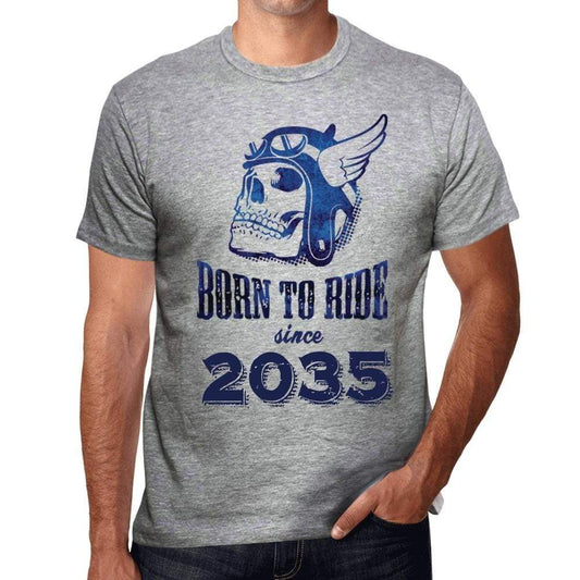 2035, Born to Ride Since 2035 Men's T-shirt Grey Birthday Gift 00495 - Ultrabasic