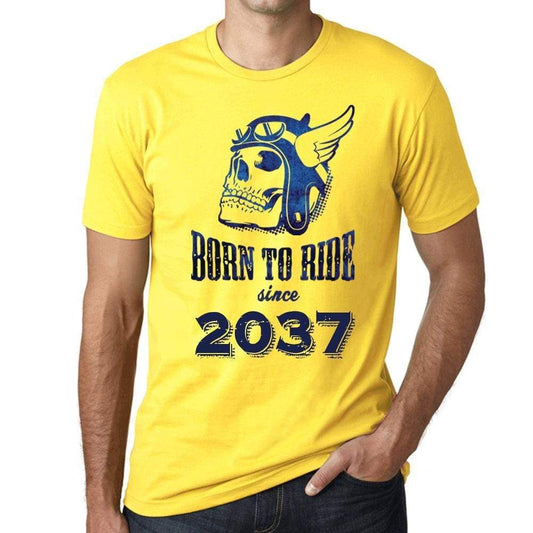 2037, Born to Ride Since 2037 Men's T-shirt Yellow Birthday Gift 00496 - Ultrabasic