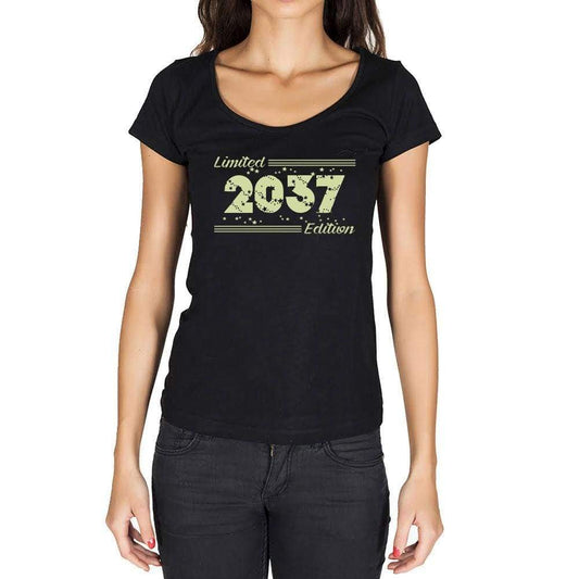 2037 Limited Edition Star Womens T-Shirt Black Birthday Gift 00383 - Black / Xs - Casual