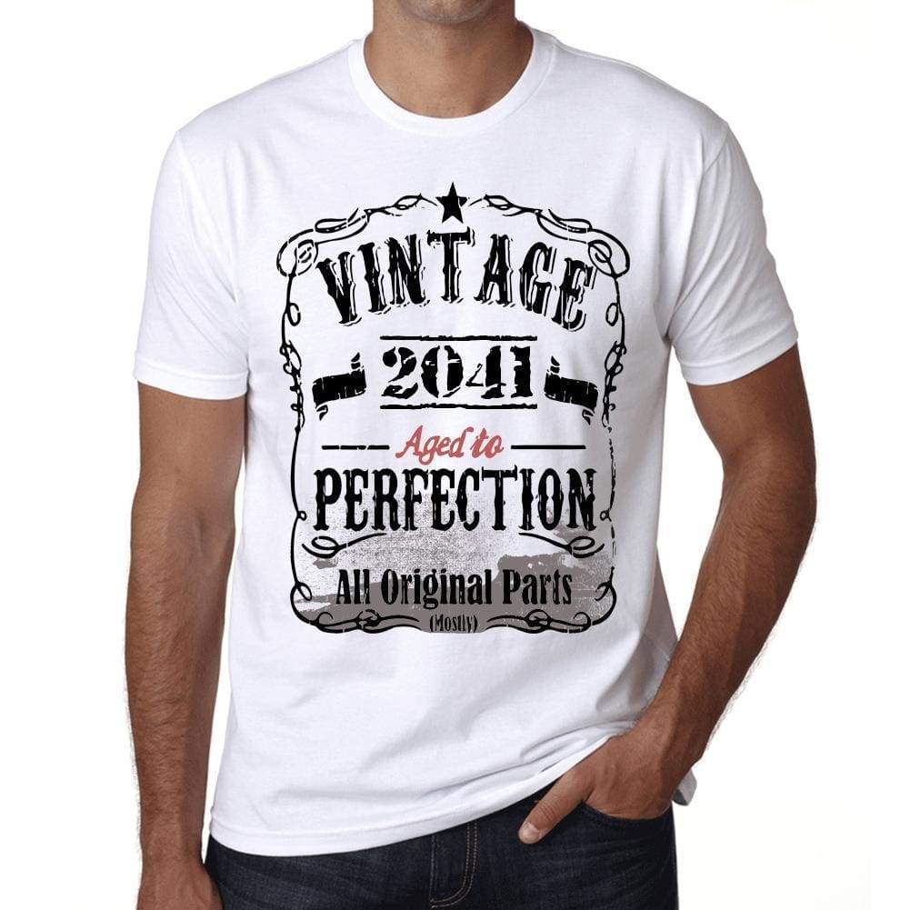 2041 Vintage Aged To Perfection Mens T-Shirt White Birthday Gift 00488 - White / Xs - Casual
