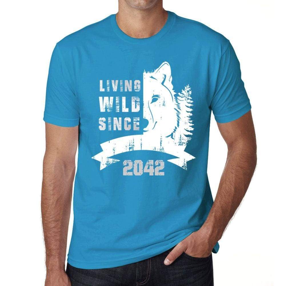 2042 Living Wild Since 2042 Mens T-Shirt Blue Birthday Gift 00499 - Blue / X-Small - Casual