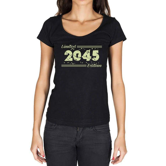 2045 Limited Edition Star Womens T-Shirt Black Birthday Gift 00383 - Black / Xs - Casual