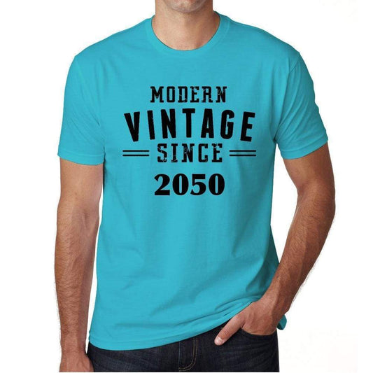 2050 Modern Vintage Blue Mens Short Sleeve Round Neck T-Shirt 00107 - Blue / S - Casual