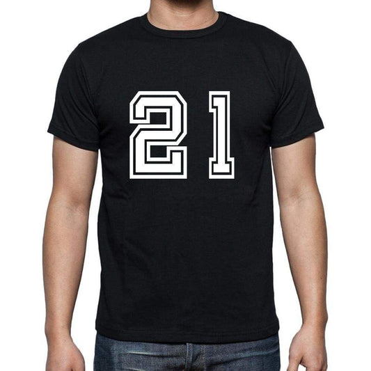 21 Numbers Black Mens Short Sleeve Round Neck T-Shirt 00116 - Casual