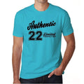 22, Authentic, Blue, Men's Short Sleeve Round Neck T-shirt 00122
