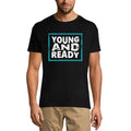 ULTRABASIC Men's Vintage T-Shirt Young and Ready - Printed Letter Shirt