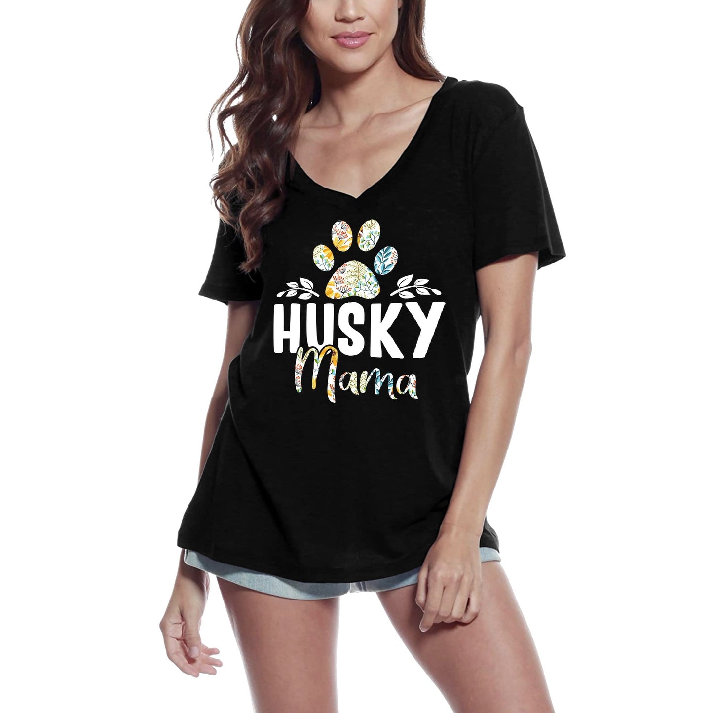 ULTRABASIC <span>Damen</span> T-Shirt Husky Mama Paw – Mutter Mama Hundeliebhaber T-Shirt für Damen