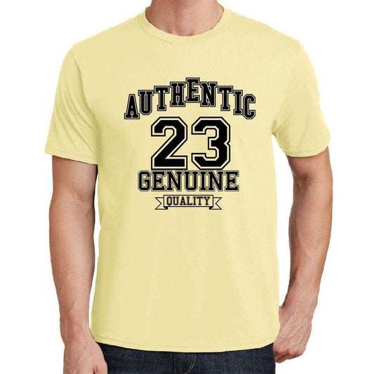 23 Authentic Genuine Yellow Mens Short Sleeve Round Neck T-Shirt 00119 - Yellow / S - Casual