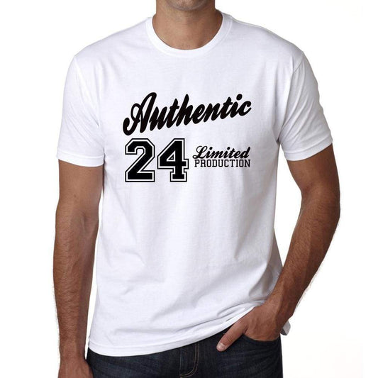 24 Authentic White Mens Short Sleeve Round Neck T-Shirt 00123 - White / L - Casual