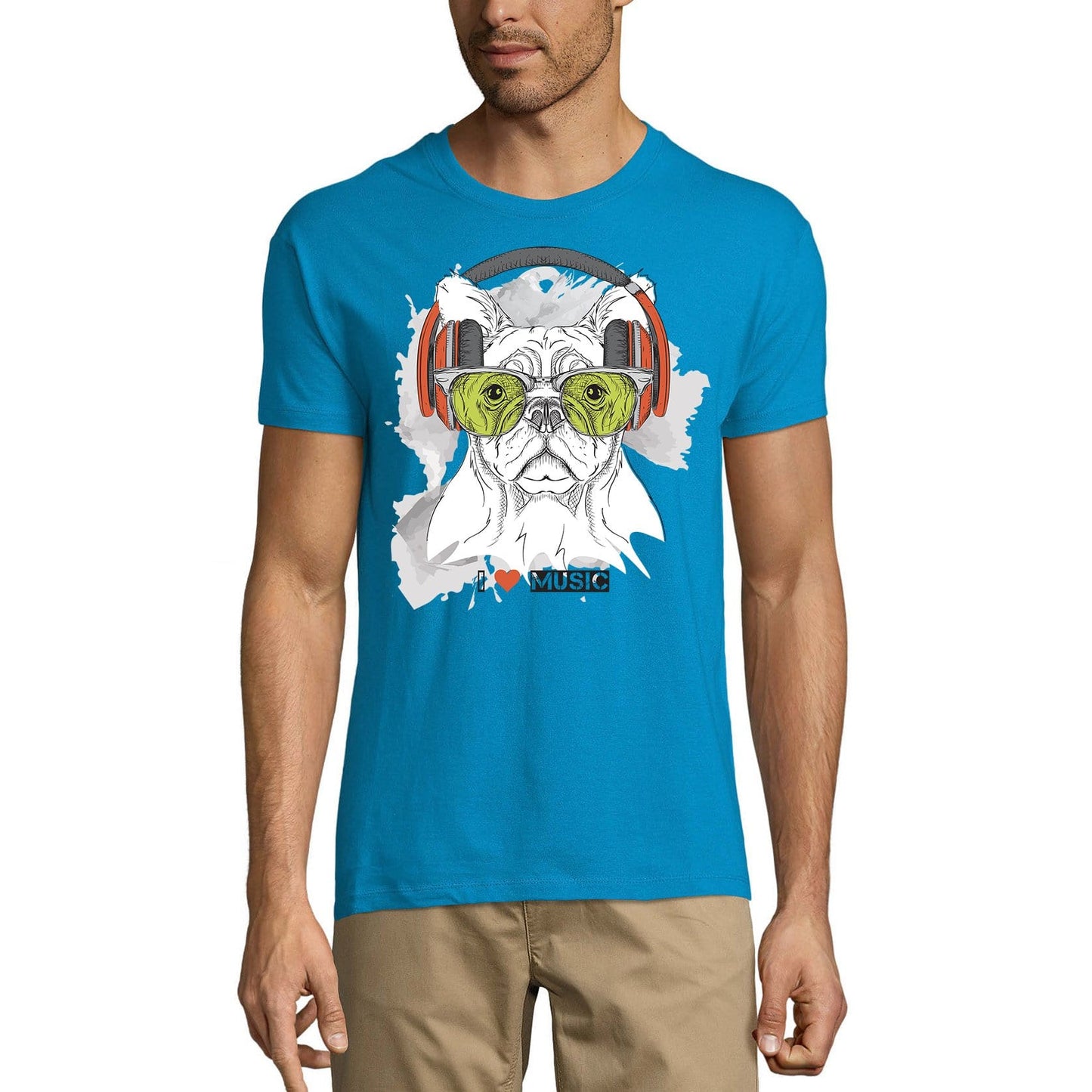 ULTRABASIC Men's Novelty T-Shirt Cool Dog Yo - I Love Music Funny Tee Shirt
