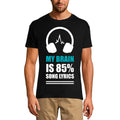 ULTRABASIC Men's Music T-Shirt My Brain is 85% Song Lyrics - Headphones Shirt