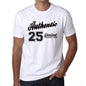 25 Authentic White Mens Short Sleeve Round Neck T-Shirt 00123 - White / L - Casual