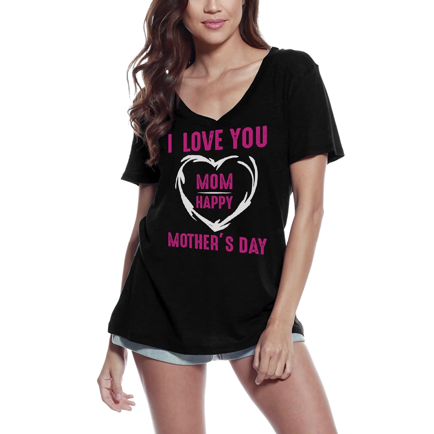 ULTRABASIC Women's T-Shirt I Love You Mom - Mother's Day Short Sleeve Tee Shirt Tops