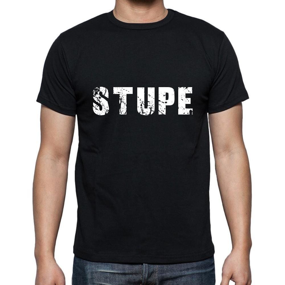 stupe Men's Short Sleeve Round Neck T-shirt , 5 letters Black , word 00006-Casual-Ultrabasic