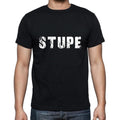 stupe Men's Short Sleeve Round Neck T-shirt , 5 letters Black , word 00006