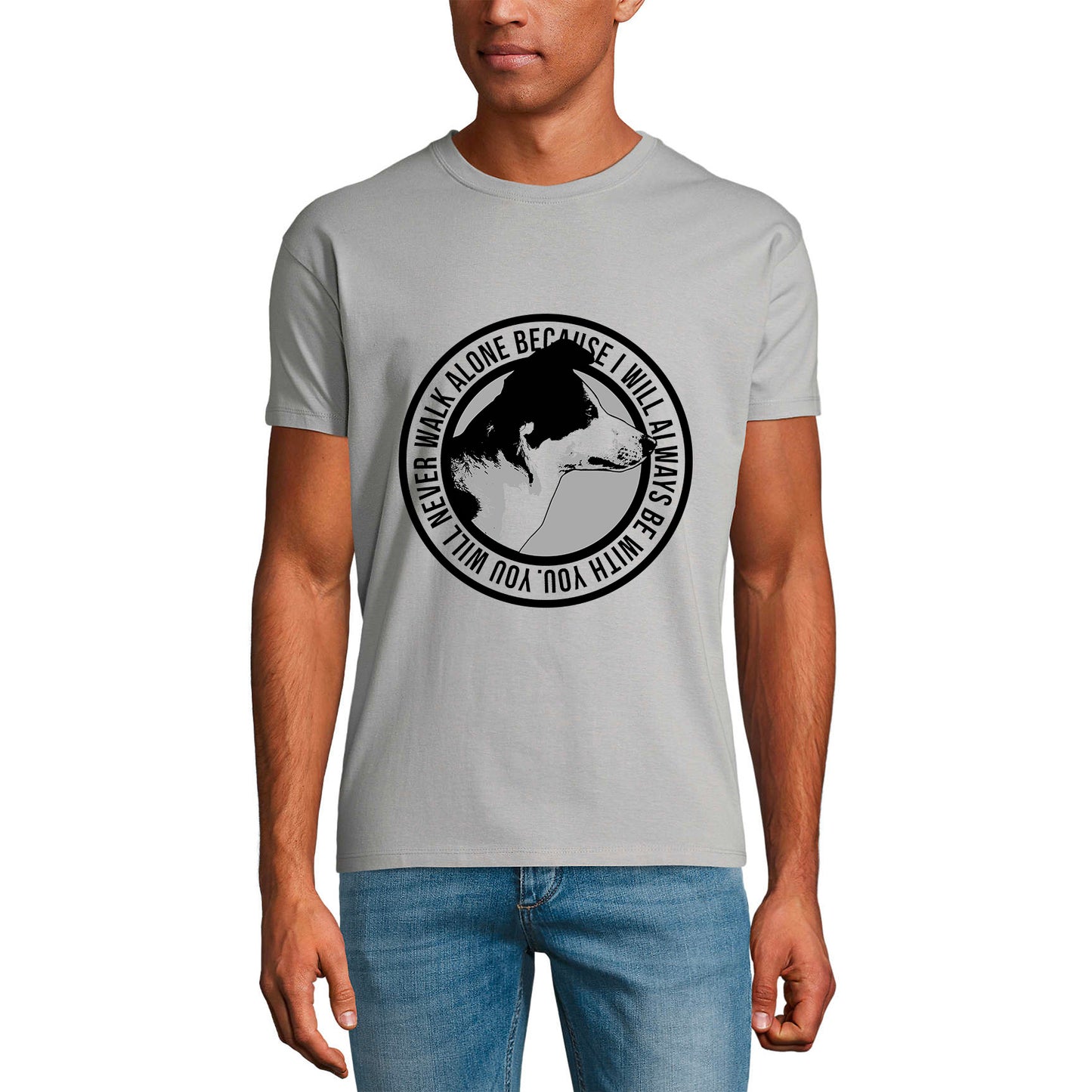 ULTRABASIC Men's T-Shirt You Will Never Walk Alone - Dog Best Friend Shirt for Men