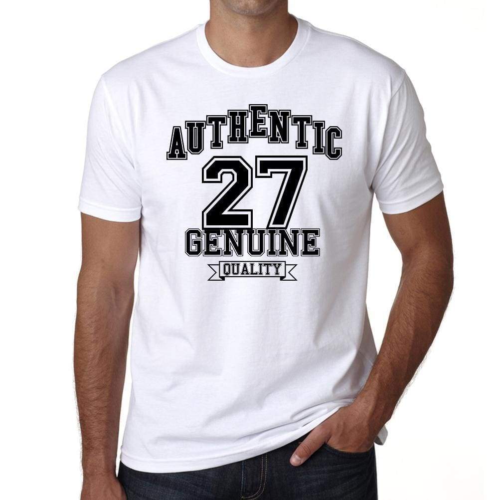 27 Authentic Genuine White Mens Short Sleeve Round Neck T-Shirt 00121 - White / S - Casual