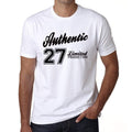 27, Authentic, White, Men's Short Sleeve Round Neck T-shirt 00123