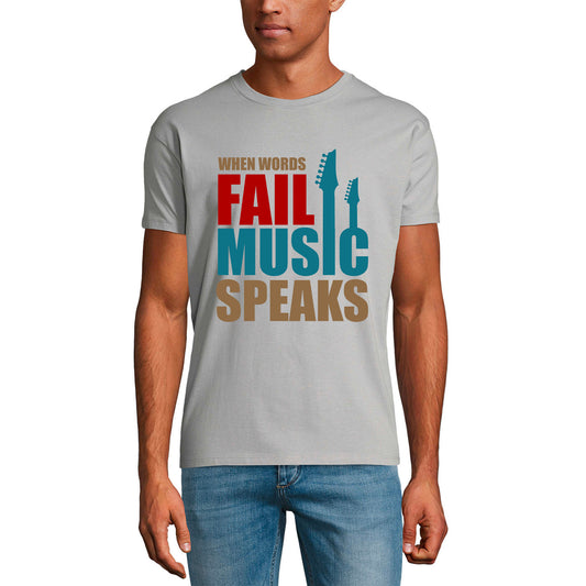ULTRABASIC Men's T-Shirt When Words Fail Music Speaks - Guitar Shirt for Musician