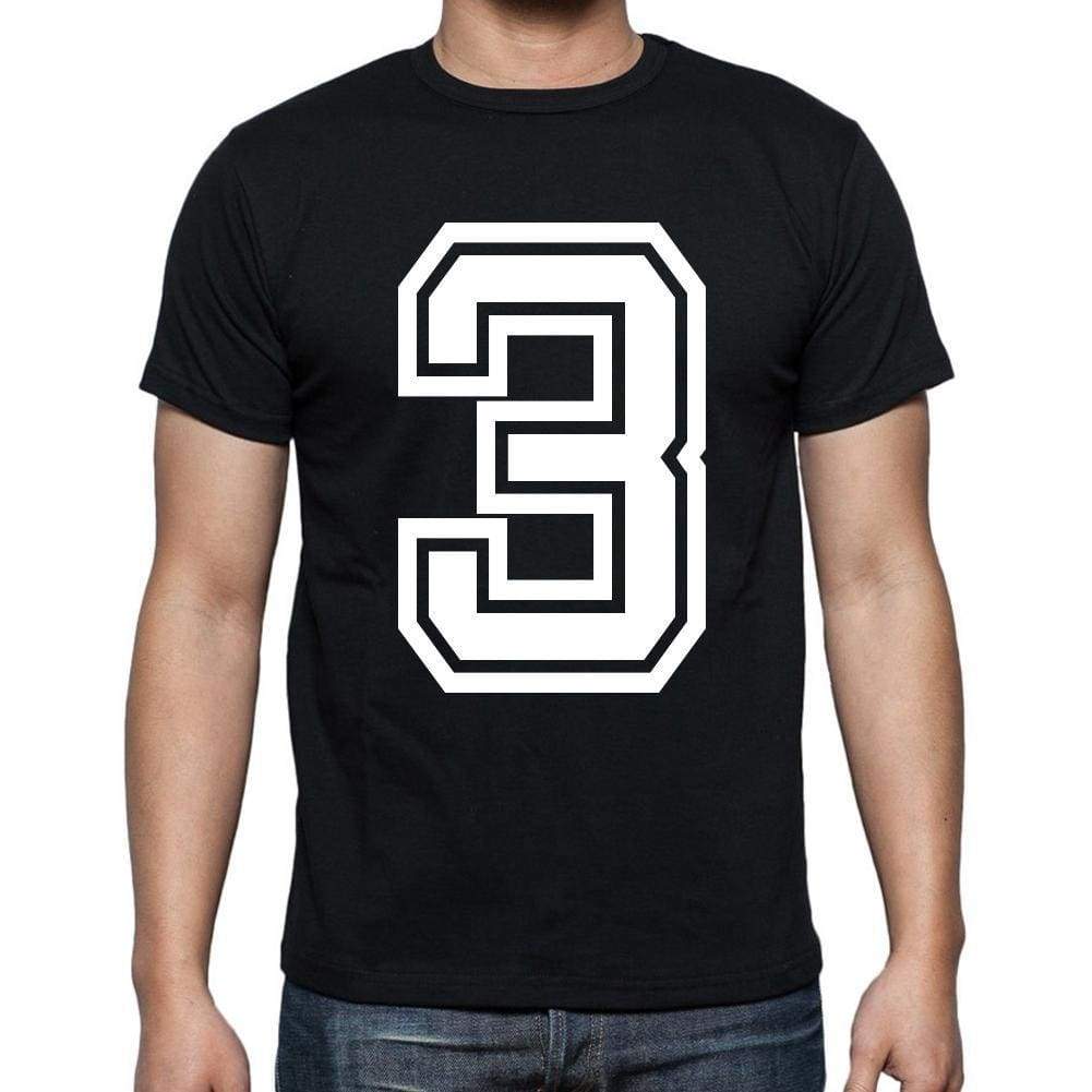 3 Numbers Black Mens Short Sleeve Round Neck T-Shirt 00116 - Casual