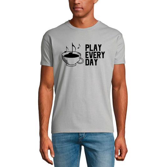 ULTRABASIC Men's Music T-Shirt Play Every Day - Coffee Shirt for Men