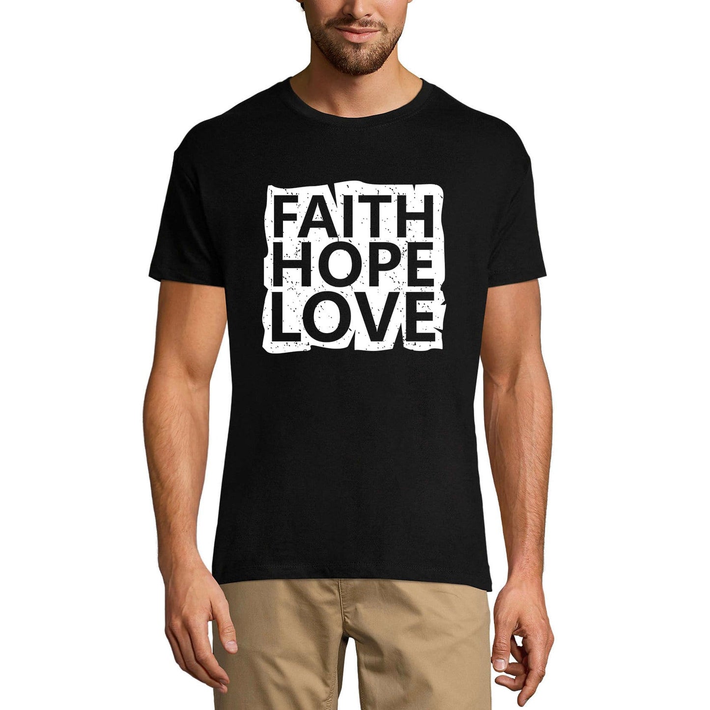 ULTRABASIC Graphic Men's T-Shirt Faith Hope Love - Religious Vintage Shirt