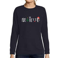 Ultrabasic - Femme Imprimé Graphique Sweat-Shirt Arbre de Noël Idées Cadeaux de Noël French Marine