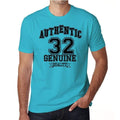 32, Authentic Genuine, Blue, Men's Short Sleeve Round Neck T-shirt 00120