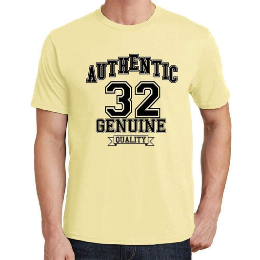 32 Authentic Genuine Yellow Mens Short Sleeve Round Neck T-Shirt 00119 - Yellow / S - Casual