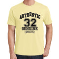 32, Authentic Genuine, Pale Yellow, Men's Short Sleeve Round Neck T-shirt 00119
