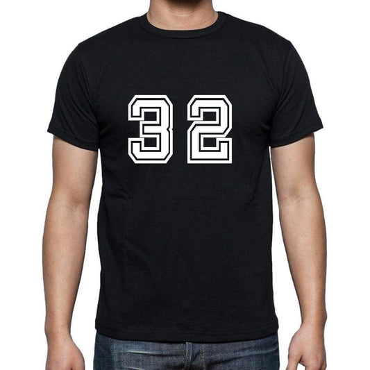32 Numbers Black Mens Short Sleeve Round Neck T-Shirt 00116 - Casual