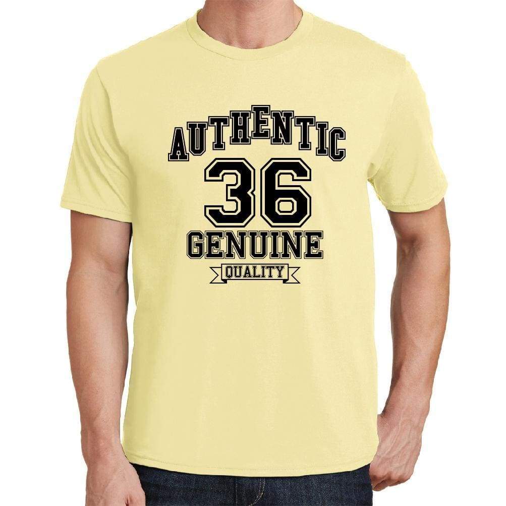 36 Authentic Genuine Yellow Mens Short Sleeve Round Neck T-Shirt 00119 - Yellow / S - Casual