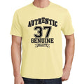 37, Authentic Genuine, Pale Yellow, Men's Short Sleeve Round Neck T-shirt 00119