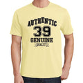 39, Authentic Genuine, Pale Yellow, Men's Short Sleeve Round Neck T-shirt 00119