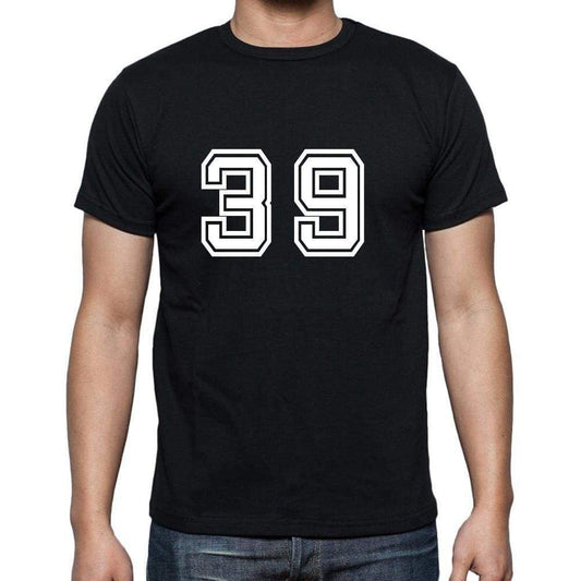 39 Numbers Black Mens Short Sleeve Round Neck T-Shirt 00116 - Casual