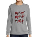 Ultrabasic - Femme Graphique Merry Sweatshirt Action de Grâces Xmas Cadeau Idées Tee Gris Chiné