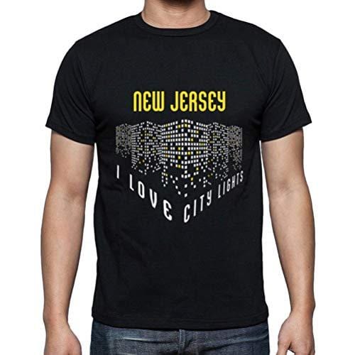 Ultrabasic - Homme T-Shirt Graphique J'aime New Jersey Lumières Noir Profond
