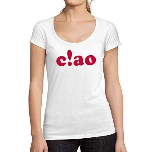 Ultrabasic - Tee-Shirt Femme col Rond Décolleté Ciao Blanc