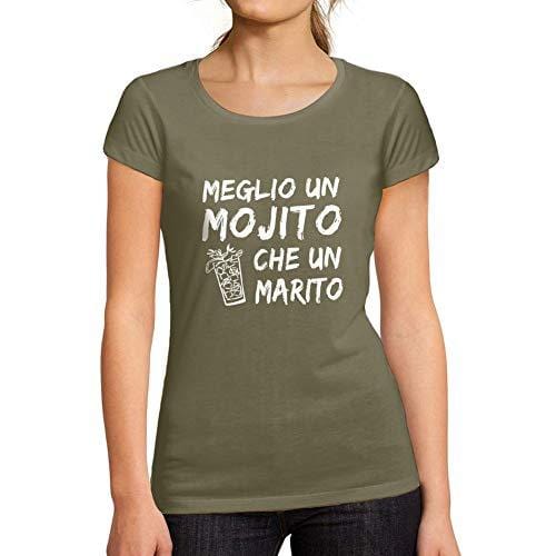 Ultrabasic - Femme Graphique Meglio Un Mojito Che Un Marito T-Shirt Action de Grâces Xmas Cadeau Idées Tee Kaki Khaki