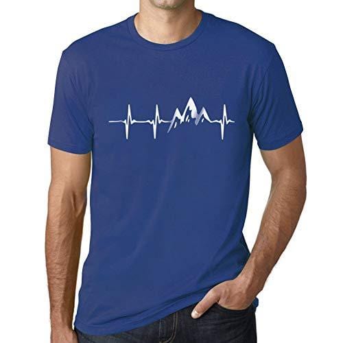 Ultrabasic - Homme T-Shirt Graphique Rythme Cardiaque de Montagne Royal