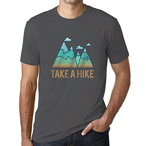 Ultrabasic - Homme Graphique Col V T-Shirt Take a Hike Gris Souris