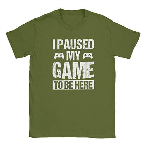 Men's T-Shirt Funny T-shirt I Paused My Game to Be Here Gaming T-shirt Moss Green