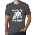 Ultrabasic - Homme T-Shirt Graphique Made in 1980 Idée Cadeau T-Shirt pour Le 40e Anniversaire Gris Souris