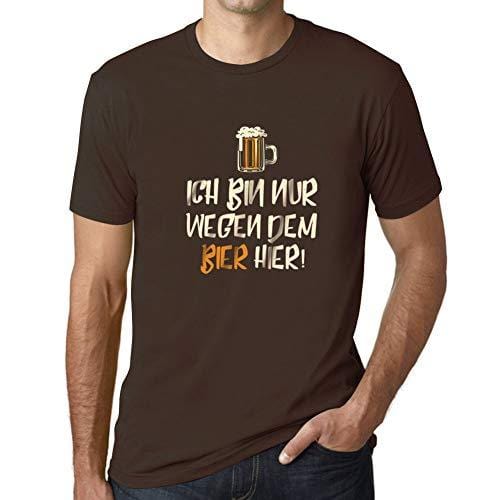 Ultrabasic - Homme T-Shirt Graphique Ich Bin Nur Wegen dem Bier Hier Chocolat