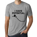 Ultrabasic - Homme Graphique J'Ai du Potentiel Impression de Lettre Tee Shirt Cadeau Gris Chiné
