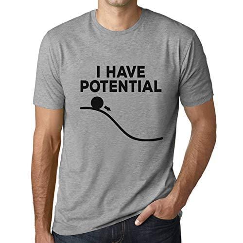 Ultrabasic - Homme Graphique J'Ai du Potentiel Impression de Lettre Tee Shirt Cadeau Gris Chiné