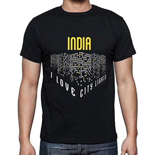 Ultrabasic - Homme T-Shirt Graphique J'aime India Lumières Noir Profond