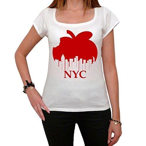 New York NYC Big Apple, Tee Shirt Femme, imprimé célébrité, Blanc